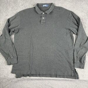 Polo Ralph Lauren Shirt Mens XL Gray Long Sleeve Cotton Pullover Polo